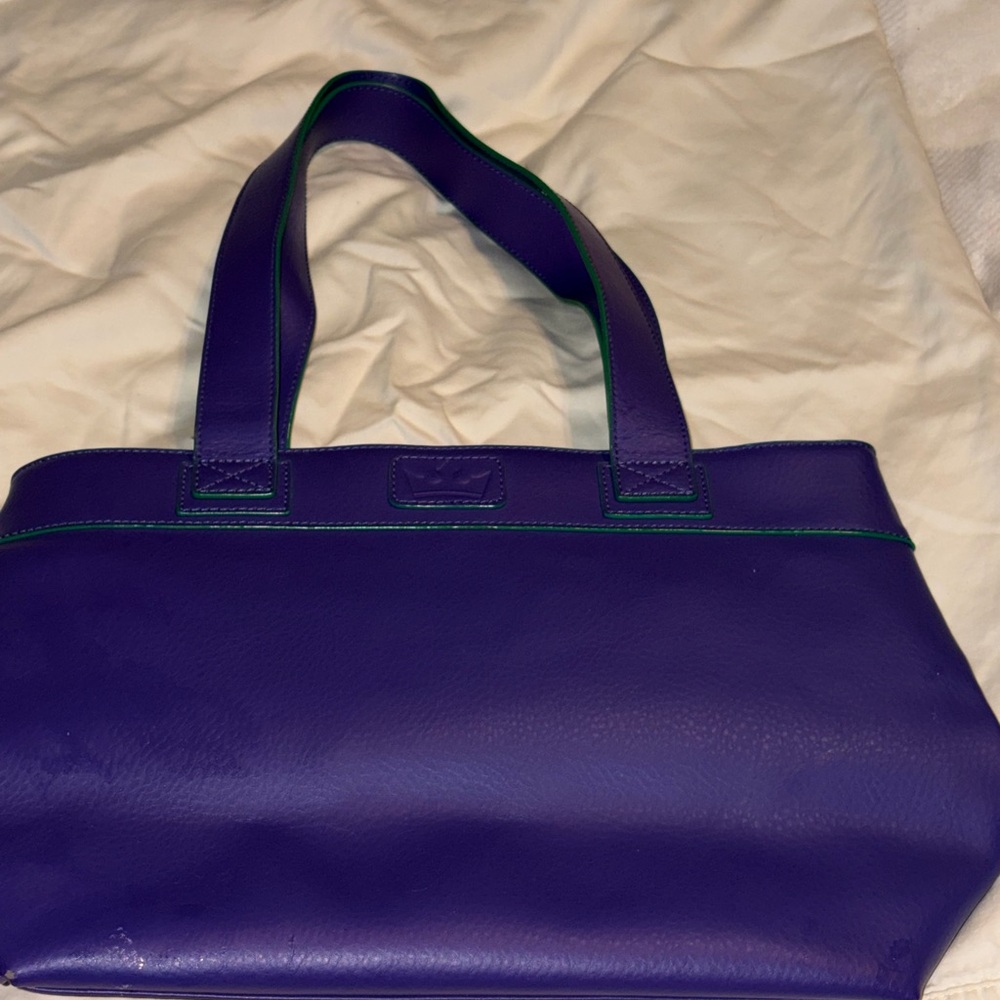 Purple Leather Tote Bag